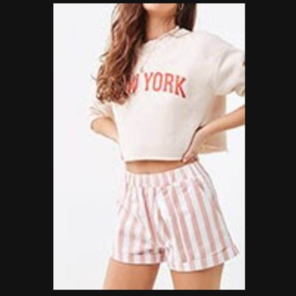 Forever 21 High Waist Pink & White Shorts M